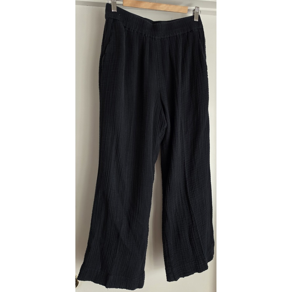 Abercrombie & Fitch Pants Women L Black Solid Casual Cotton Trousers Slacks